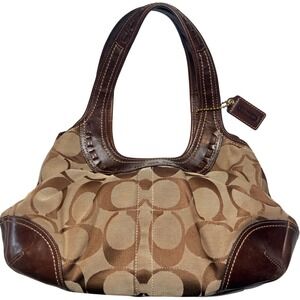 Coach Signature Canvas Shoulder Bag in Brown and Tan